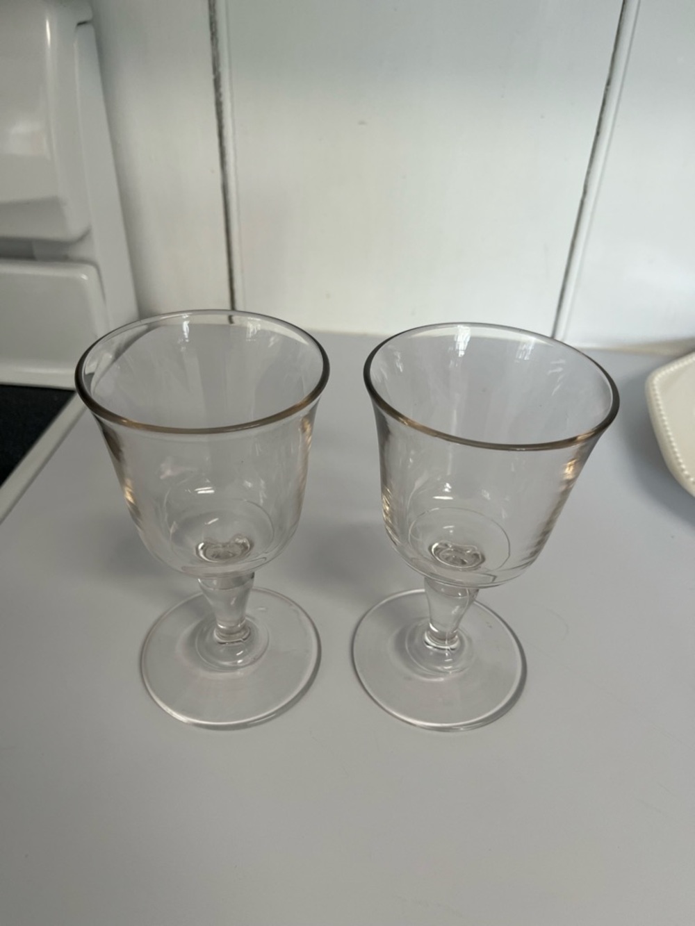 Vintage Glass Wine Goblets- Set of 2